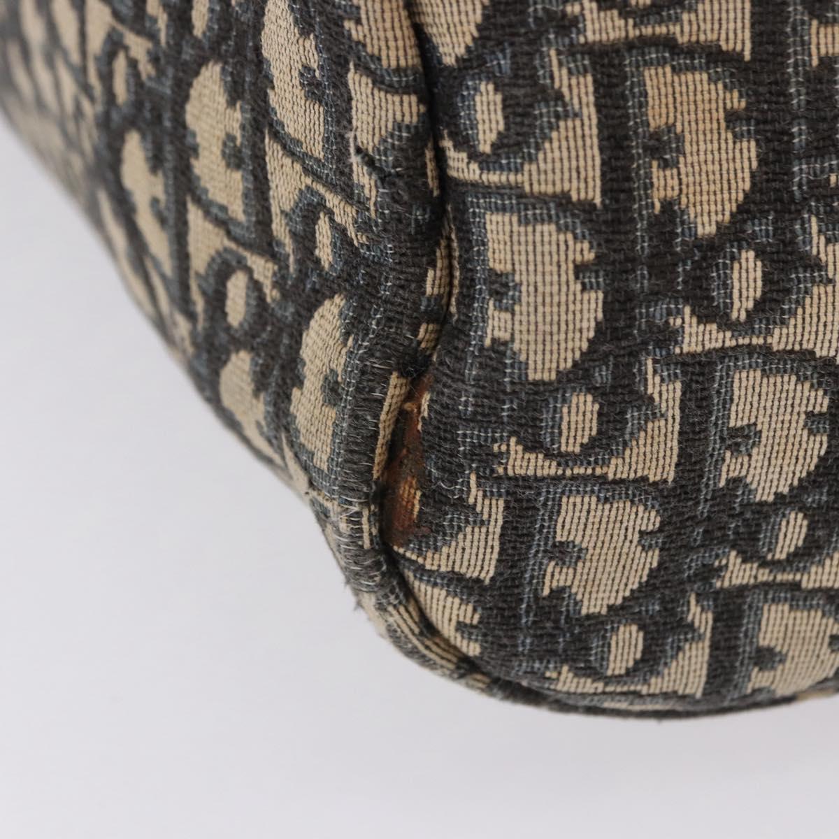 Christian Dior Trotter Canvas Hand Bag Navy Gold Tone Auth 192750