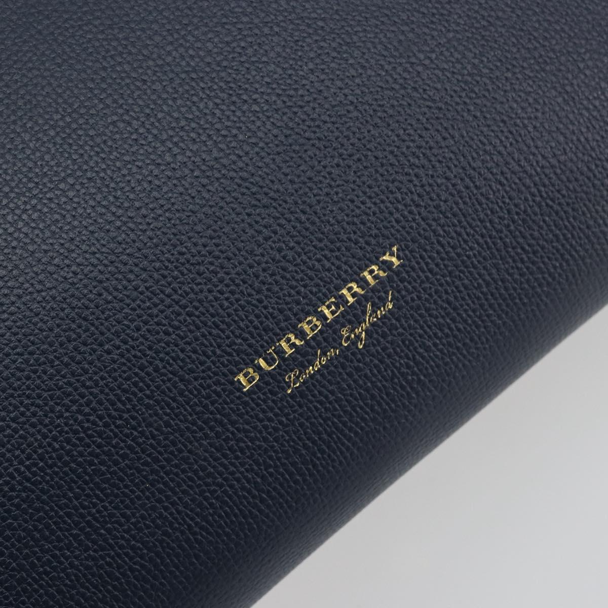 BURBERRY Hand Bag Leather Navy Beige Auth 192751A