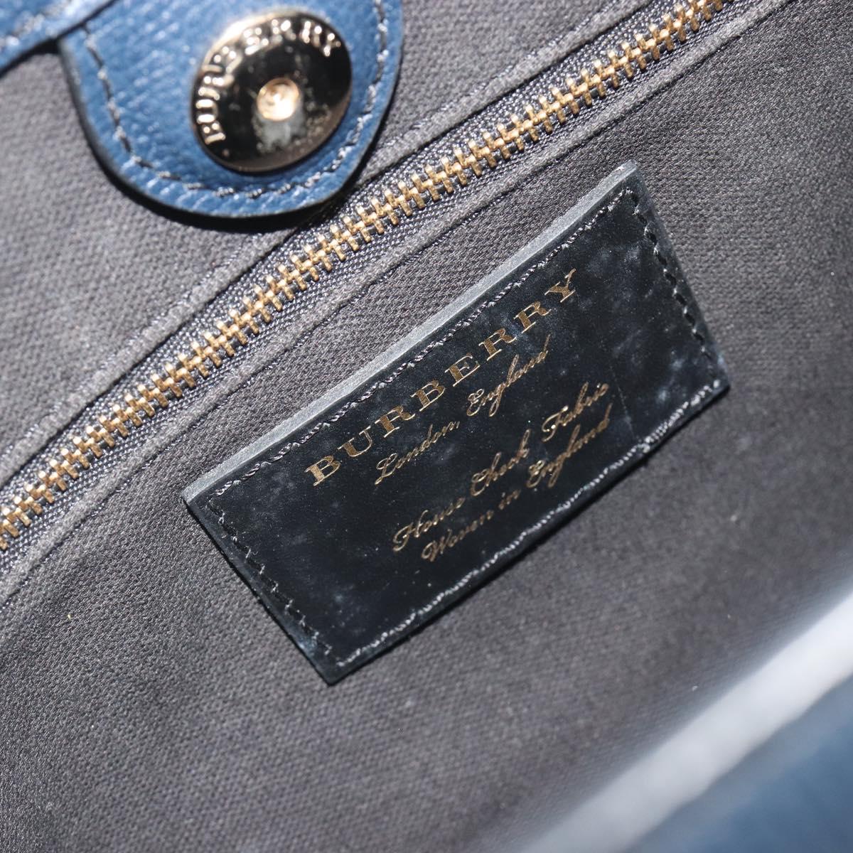 BURBERRY Hand Bag Leather Navy Beige Auth 192751A