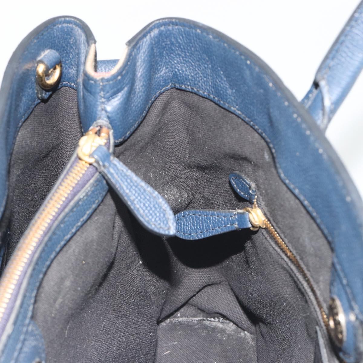BURBERRY Hand Bag Leather Navy Beige Auth 192751A