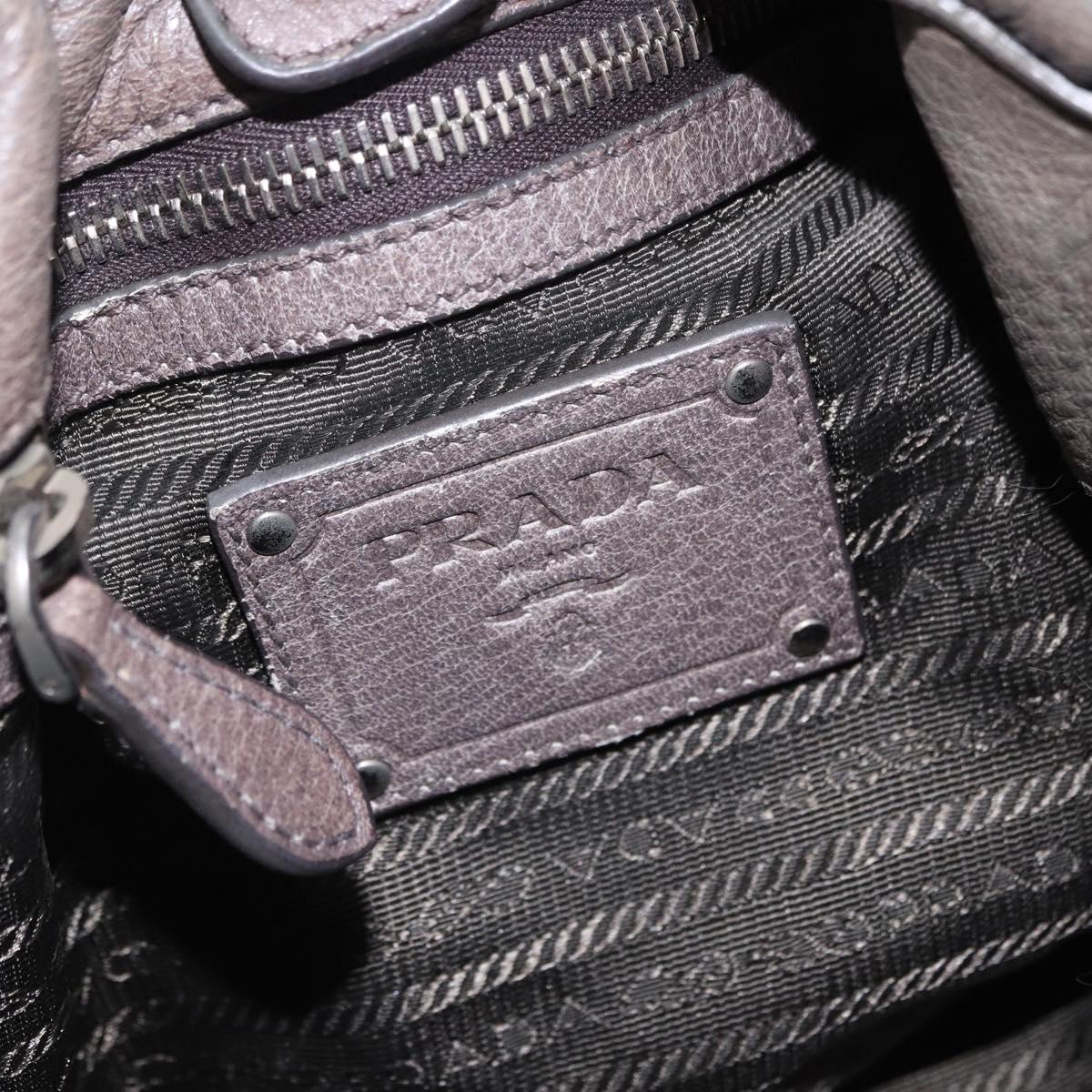 PRADA Shoulder Bag Leather Gray Silver Auth 192752A