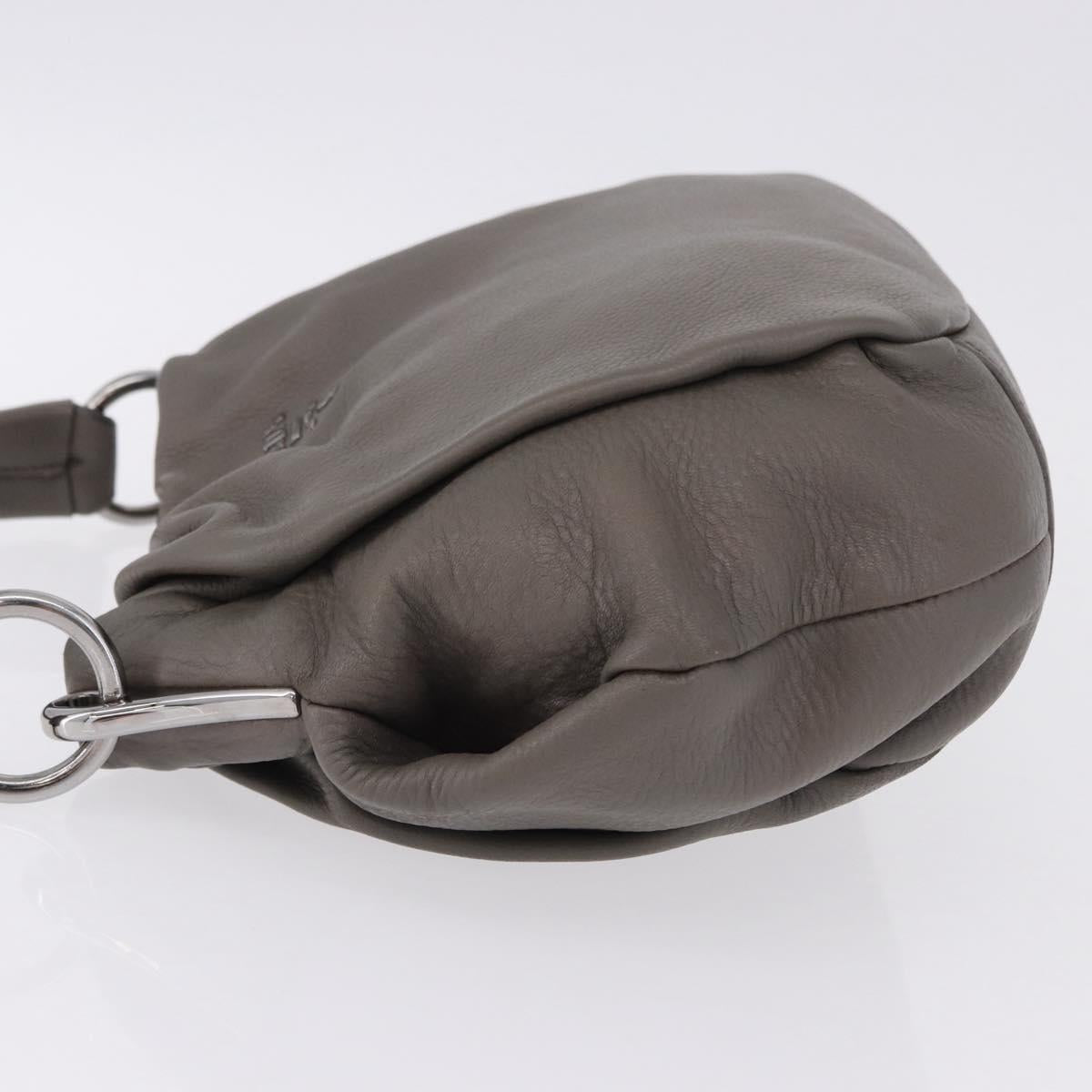PRADA Shoulder Bag Leather Gray Silver Auth 192752A
