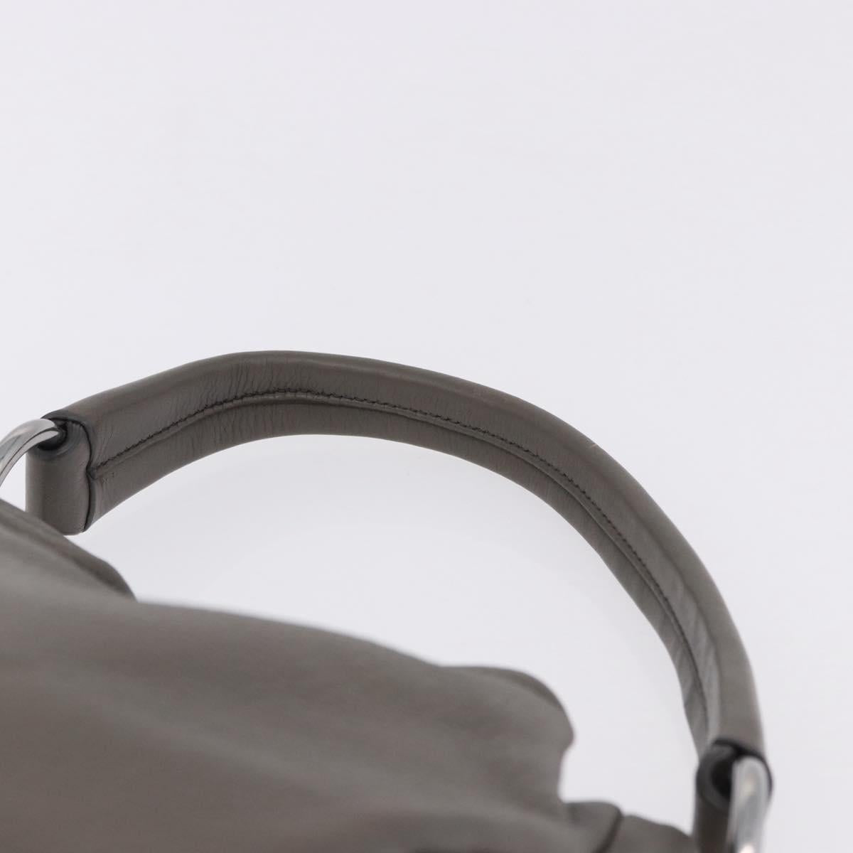 PRADA Shoulder Bag Leather Gray Silver Auth 192752A