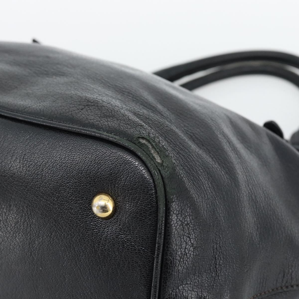 Miu Miu Hand Bag Leather Black Gold Tone Auth 192754