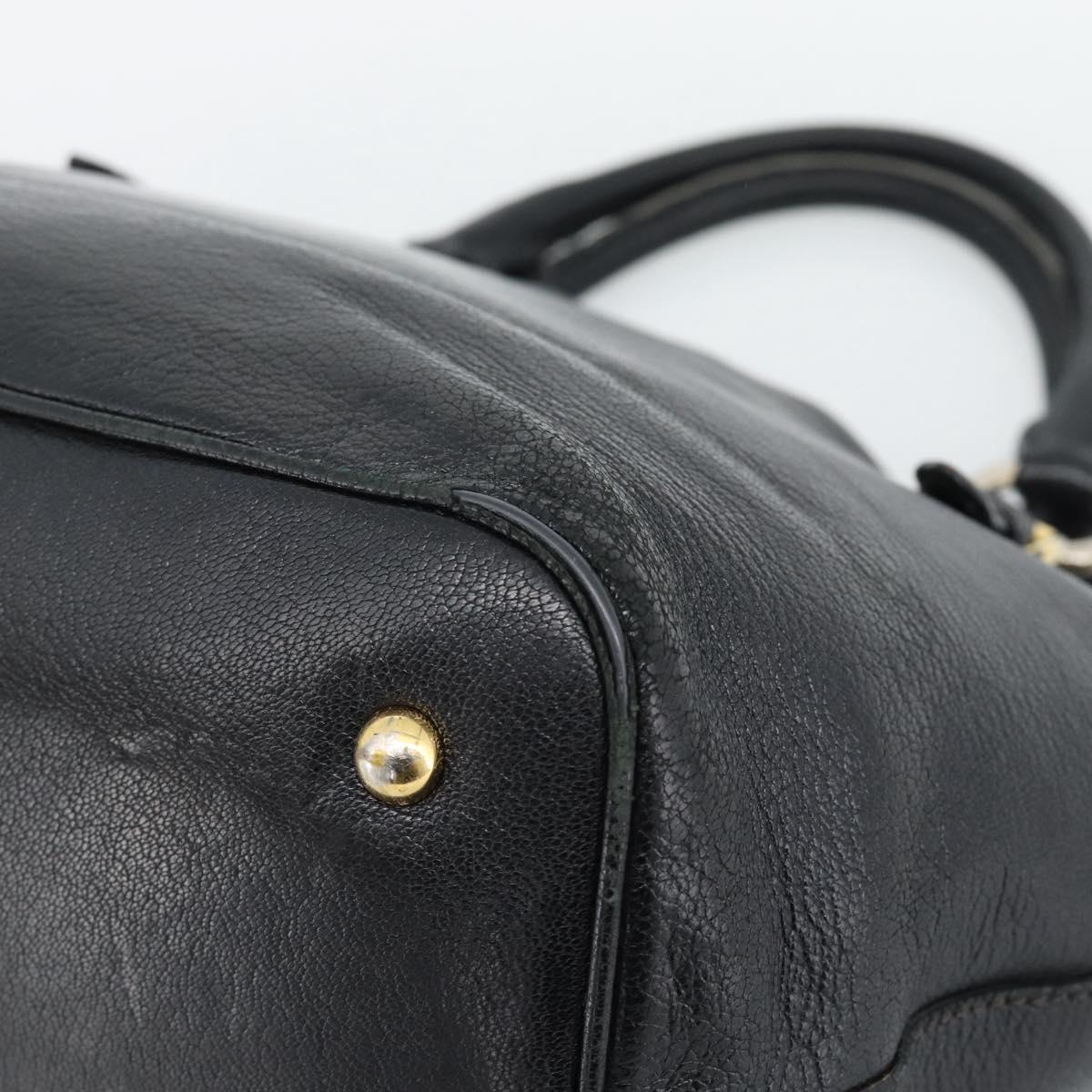 Miu Miu Hand Bag Leather Black Gold Tone Auth 192754
