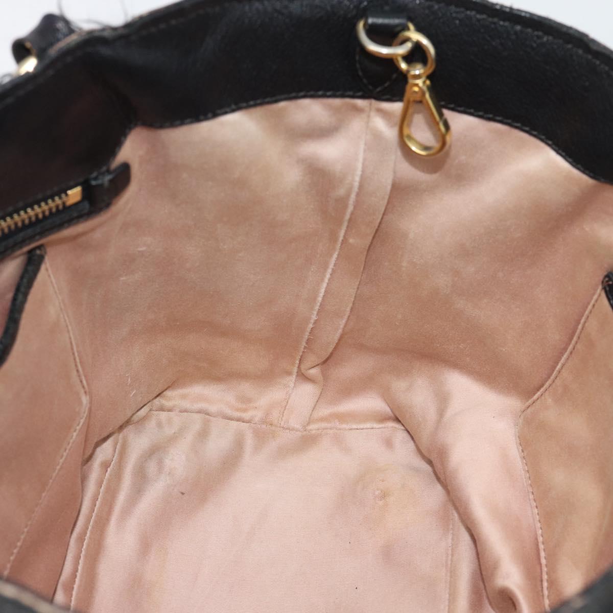 Miu Miu Hand Bag Leather Black Gold Tone Auth 192754