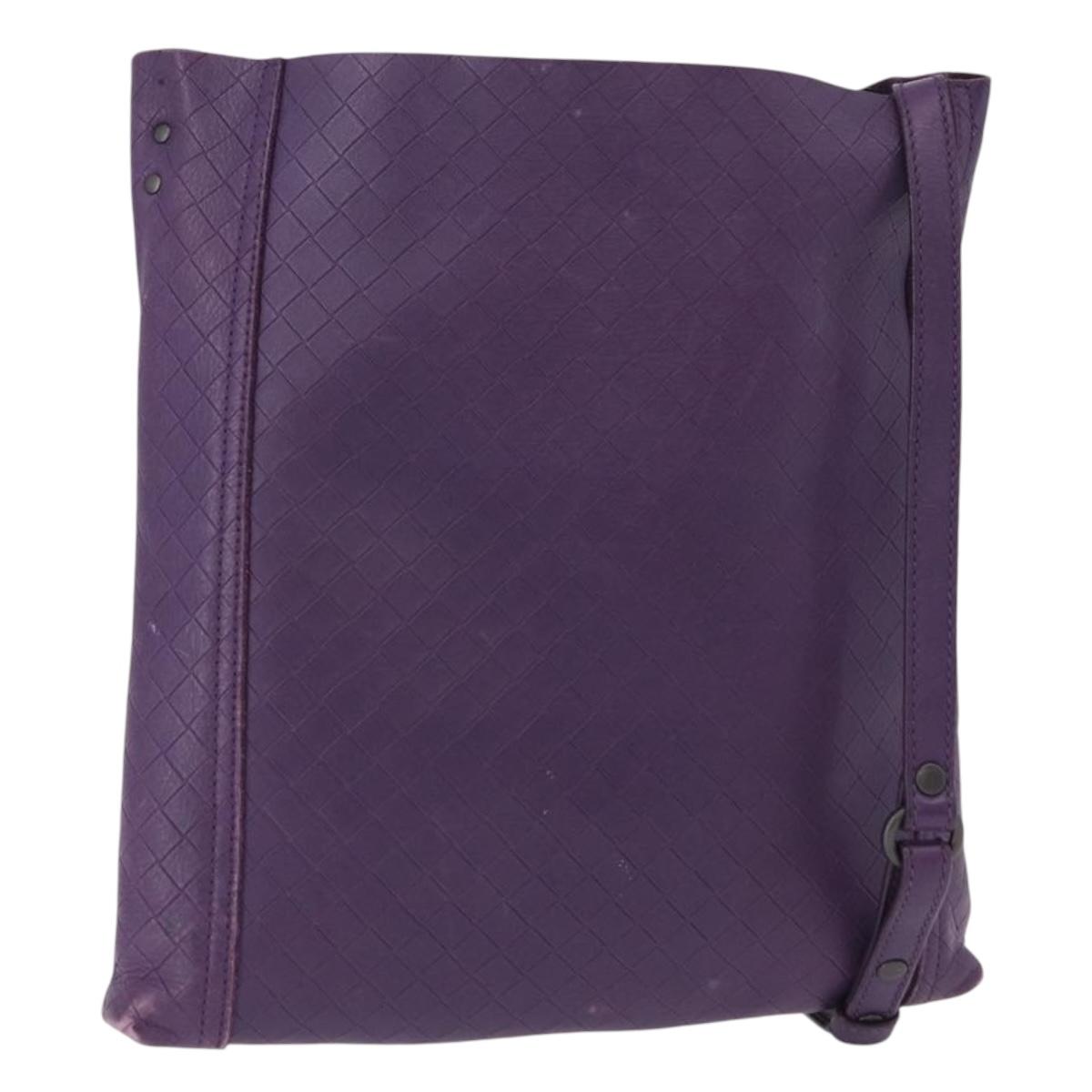 BOTTEGA VENETA INTRECCIATO Shoulder Bag Leather Purple Auth 192755A