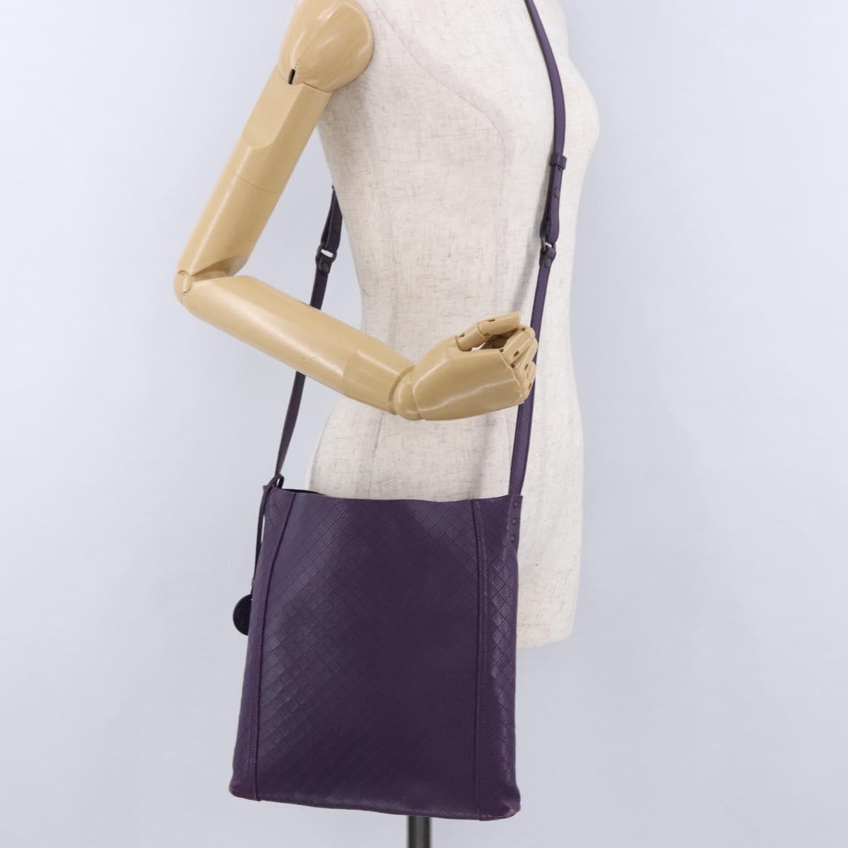 BOTTEGA VENETA INTRECCIATO Shoulder Bag Leather Purple Auth 192755A