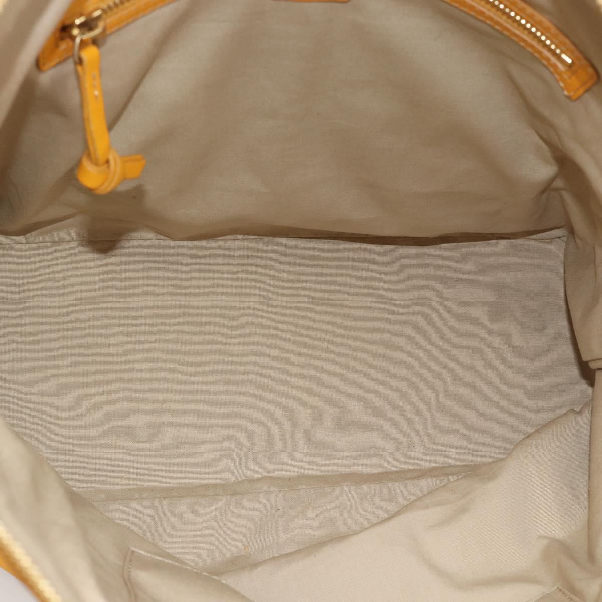 CELINE Hand Bag Leather Yellow Silver Auth 192757A