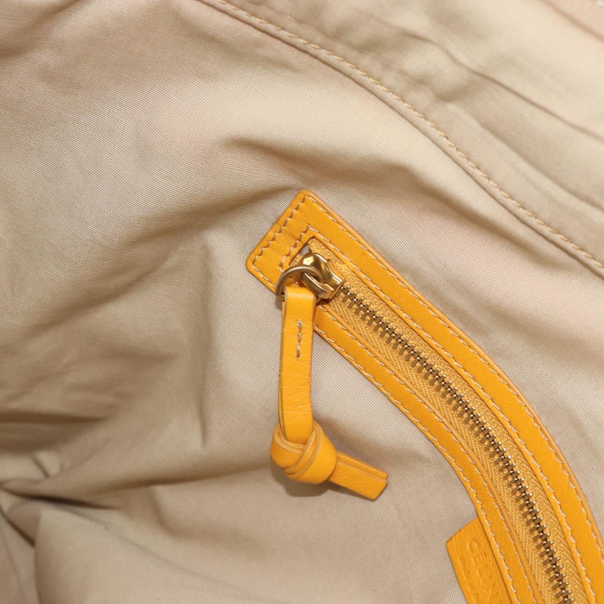 CELINE Hand Bag Leather Yellow Silver Auth 192757A