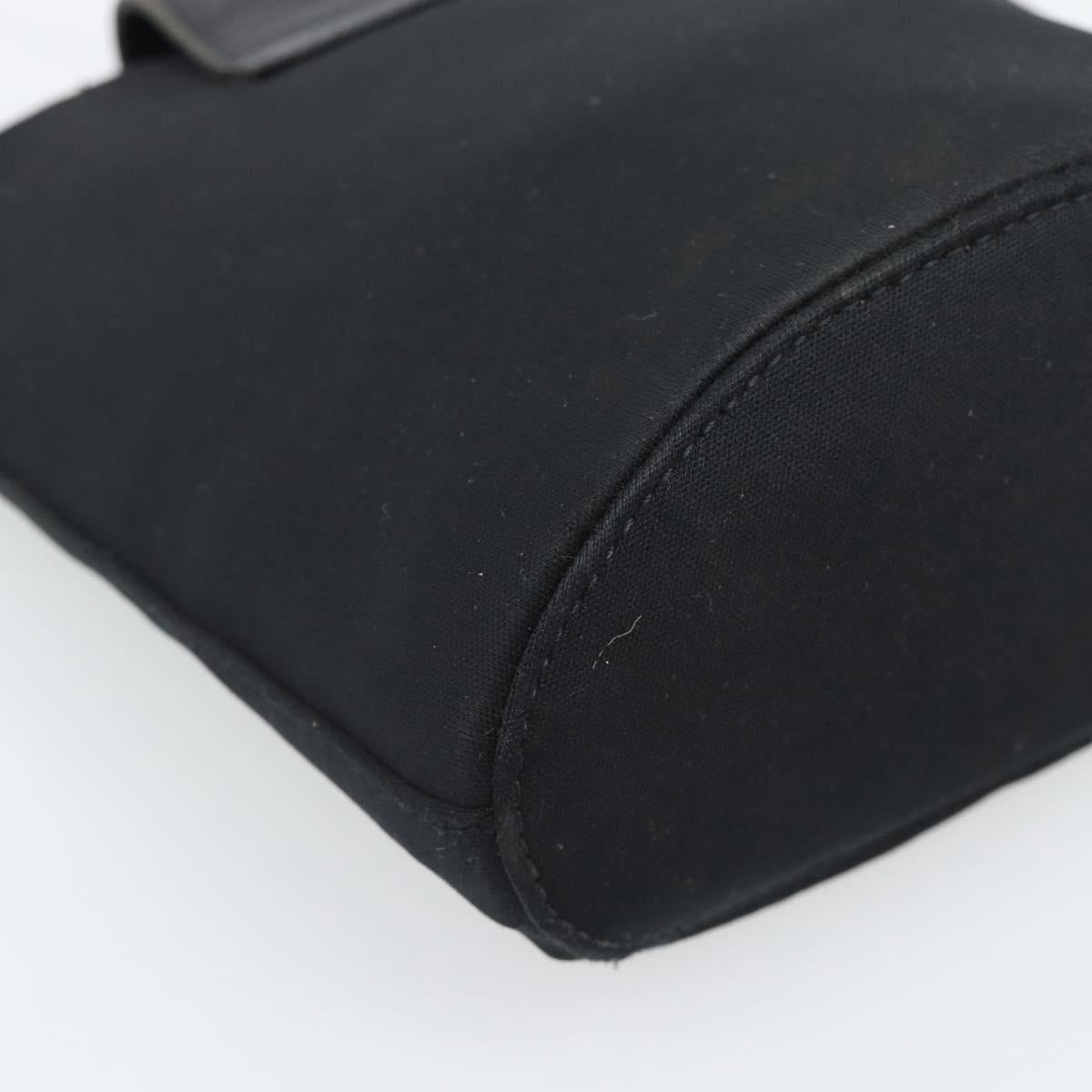 FENDI Mamma Baguette Hand Bag Cotton Black Silver Auth 192758A