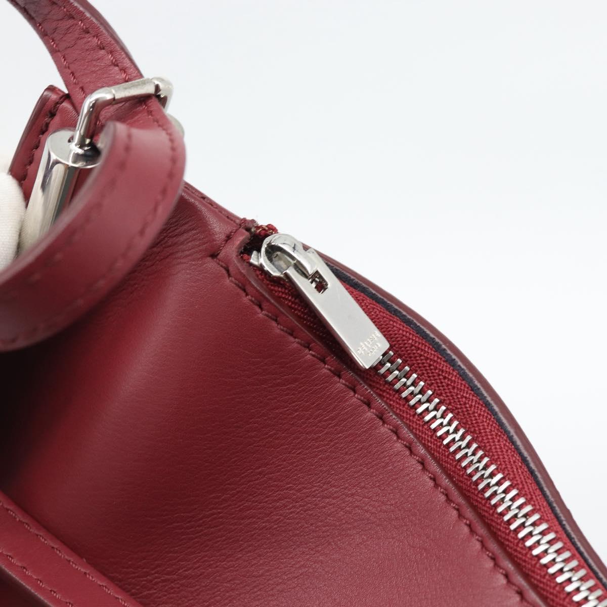 CELINE Shoulder Bag Leather Bordeaux Silver Auth 192759A
