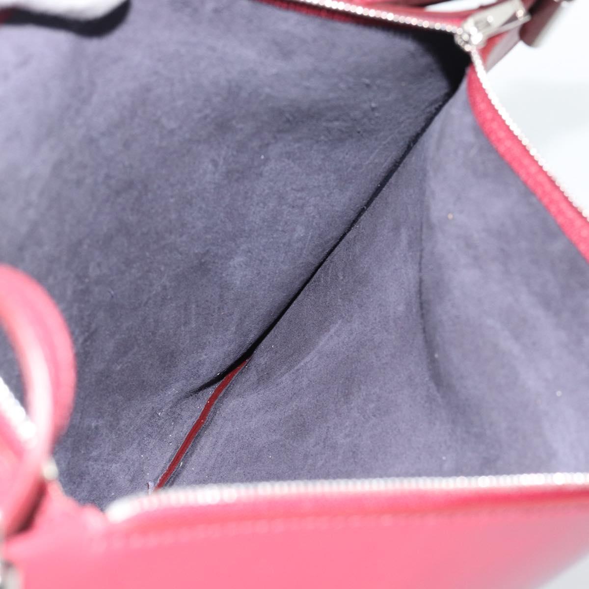 CELINE Shoulder Bag Leather Bordeaux Silver Auth 192759A