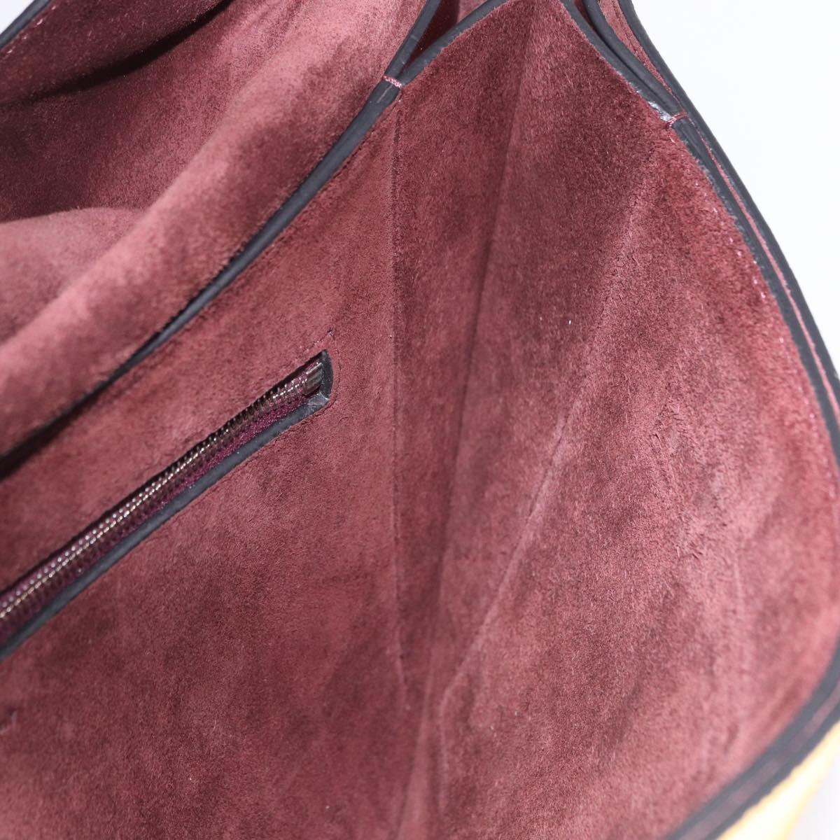 CELINE Shoulder Bag Leather Bordeaux Silver Auth 192760A