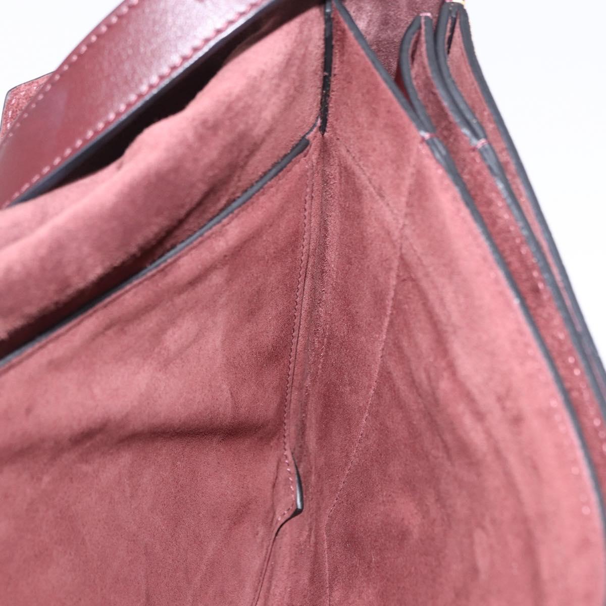 CELINE Shoulder Bag Leather Bordeaux Silver Auth 192760A