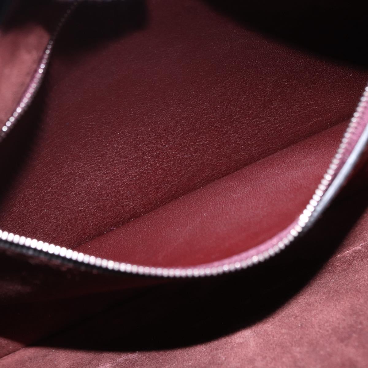 CELINE Shoulder Bag Leather Bordeaux Silver Auth 192760A