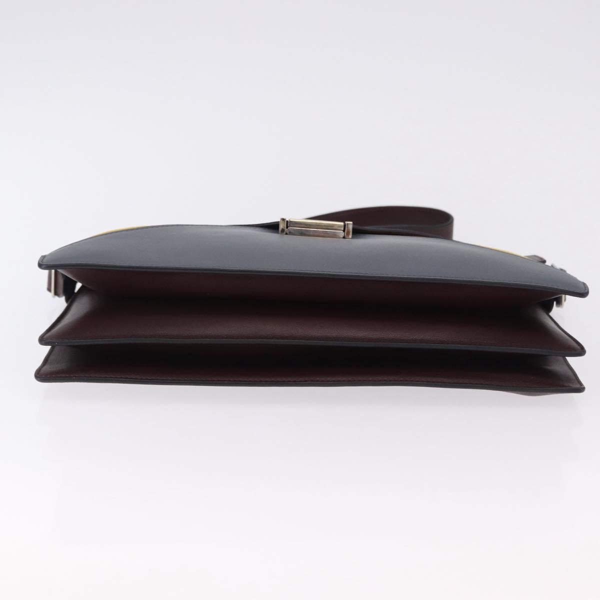 CELINE Shoulder Bag Leather Bordeaux Silver Auth 192760A