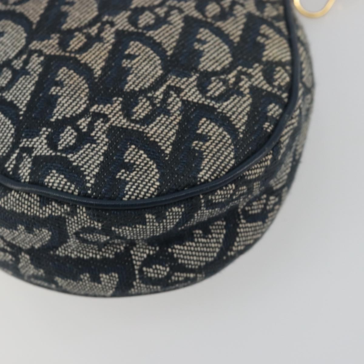 Christian Dior Trotter Canvas Saddle Pouch Navy Gold Auth 192762V