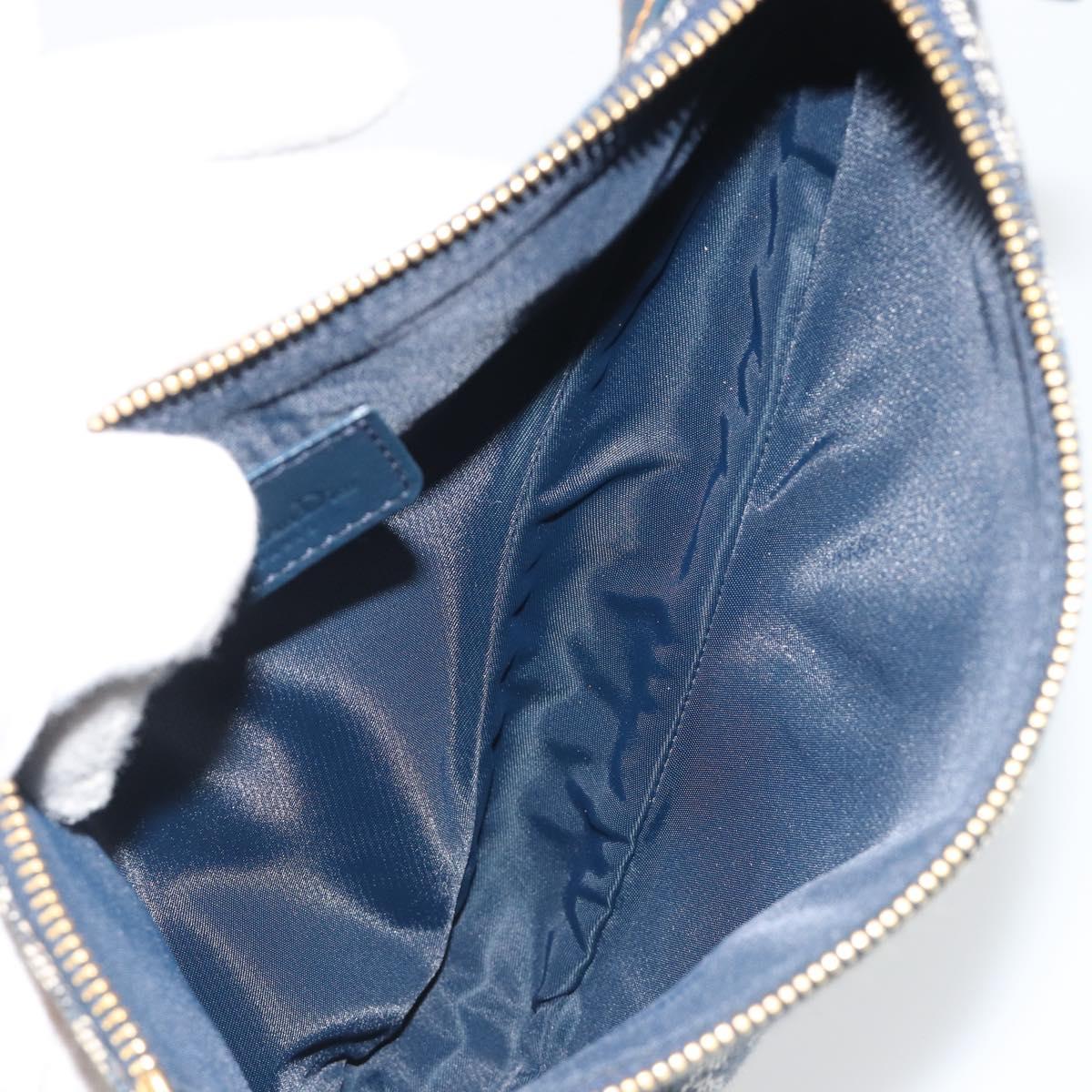 Christian Dior Trotter Canvas Saddle Pouch Navy Gold Auth 192762V