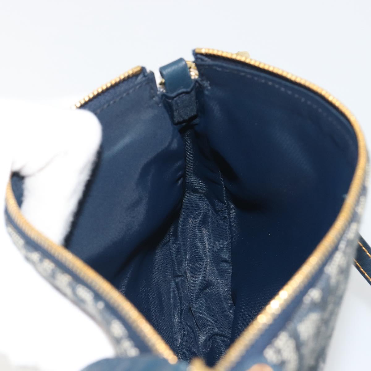 Christian Dior Trotter Canvas Saddle Pouch Navy Gold Auth 192762V