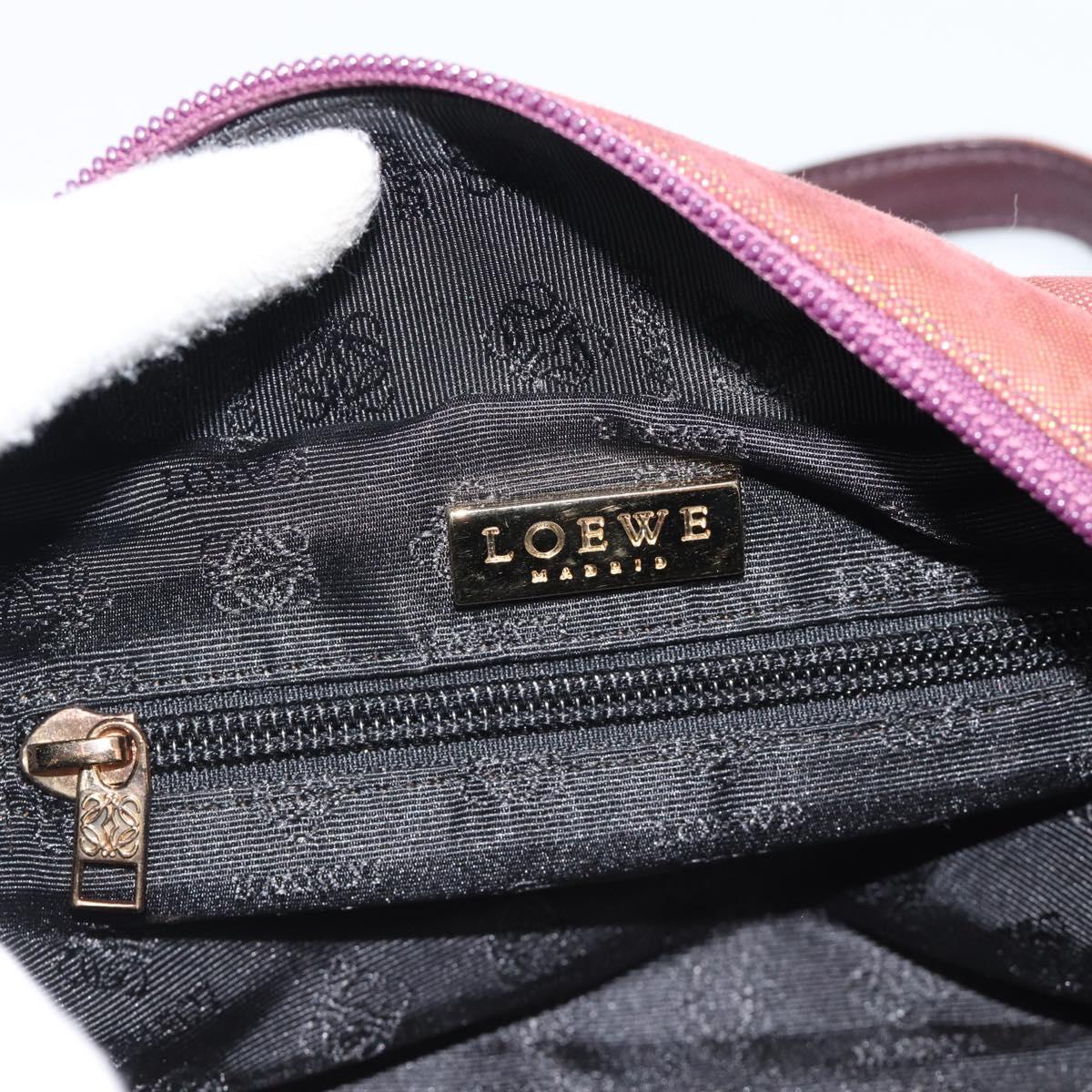 LOEWE Hand Bag Canvas Purple Gold Tone Auth 192763A