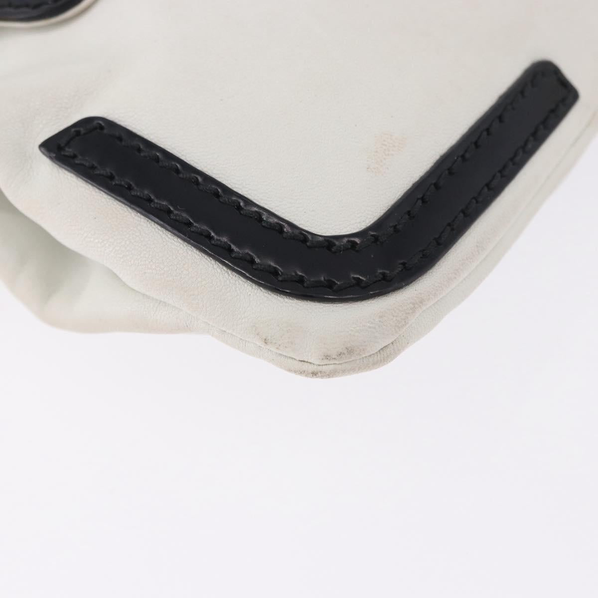 BALENCIAGA Clutch Bag Leather White Gold Tone 411542 Auth 192764