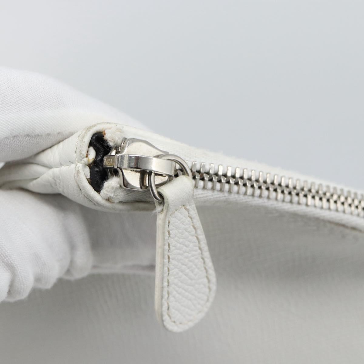 BALENCIAGA Clutch Bag Leather White Silver 529313 Auth 192768