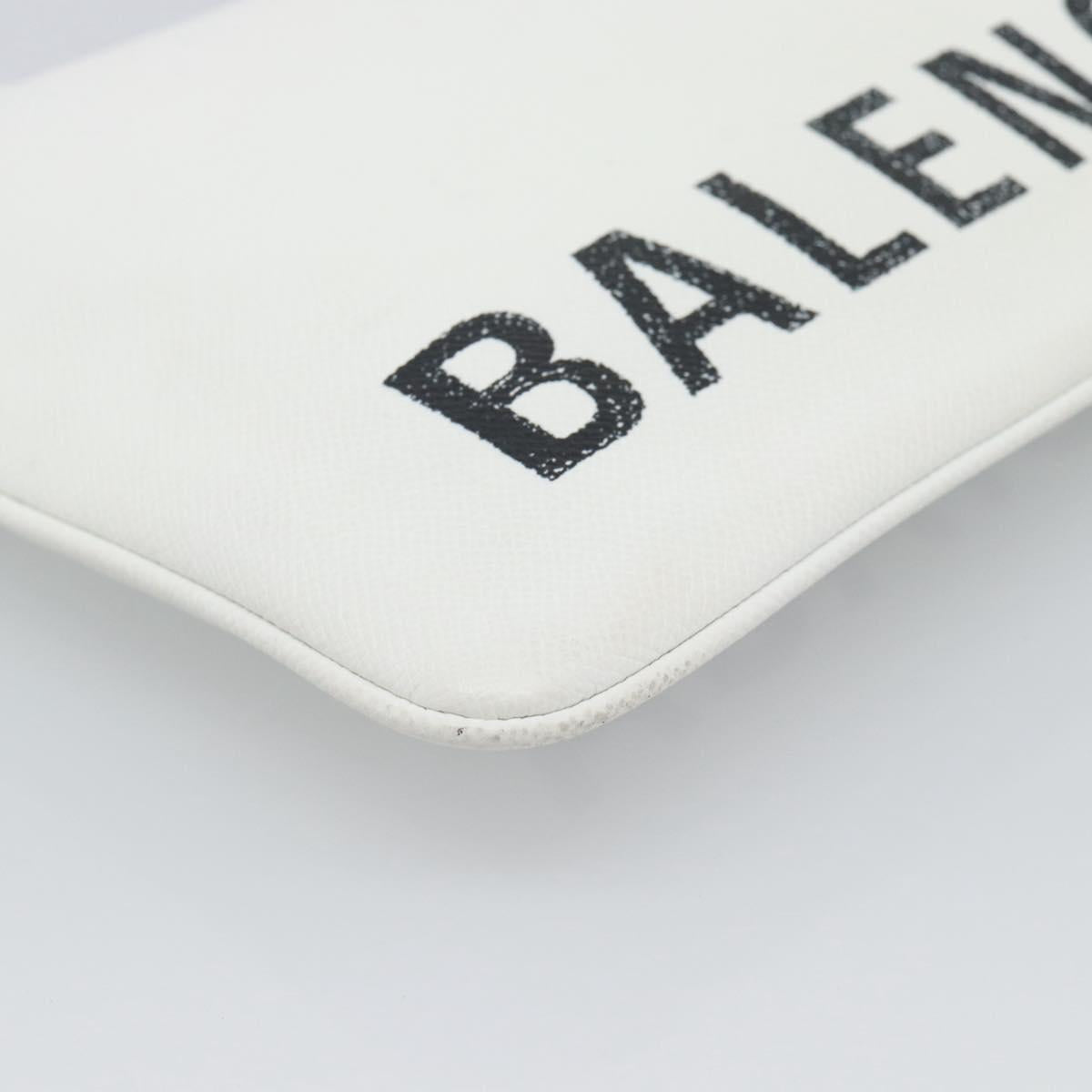 BALENCIAGA Clutch Bag Leather White Silver 529313 Auth 192768