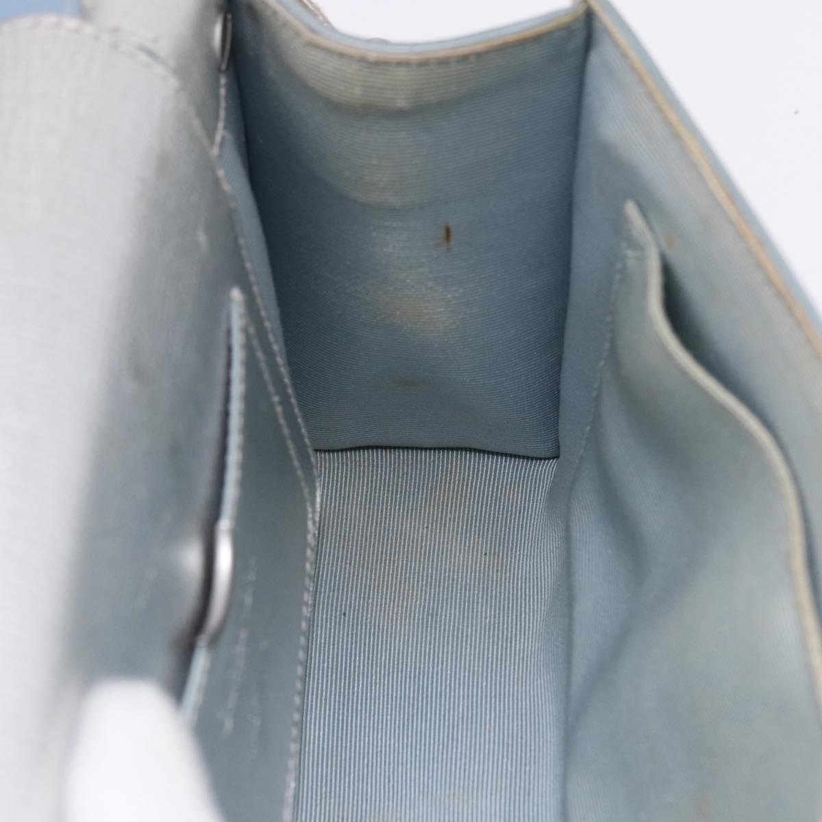 Christian Dior Hand Bag Leather 2way Silver Blue Auth 192769