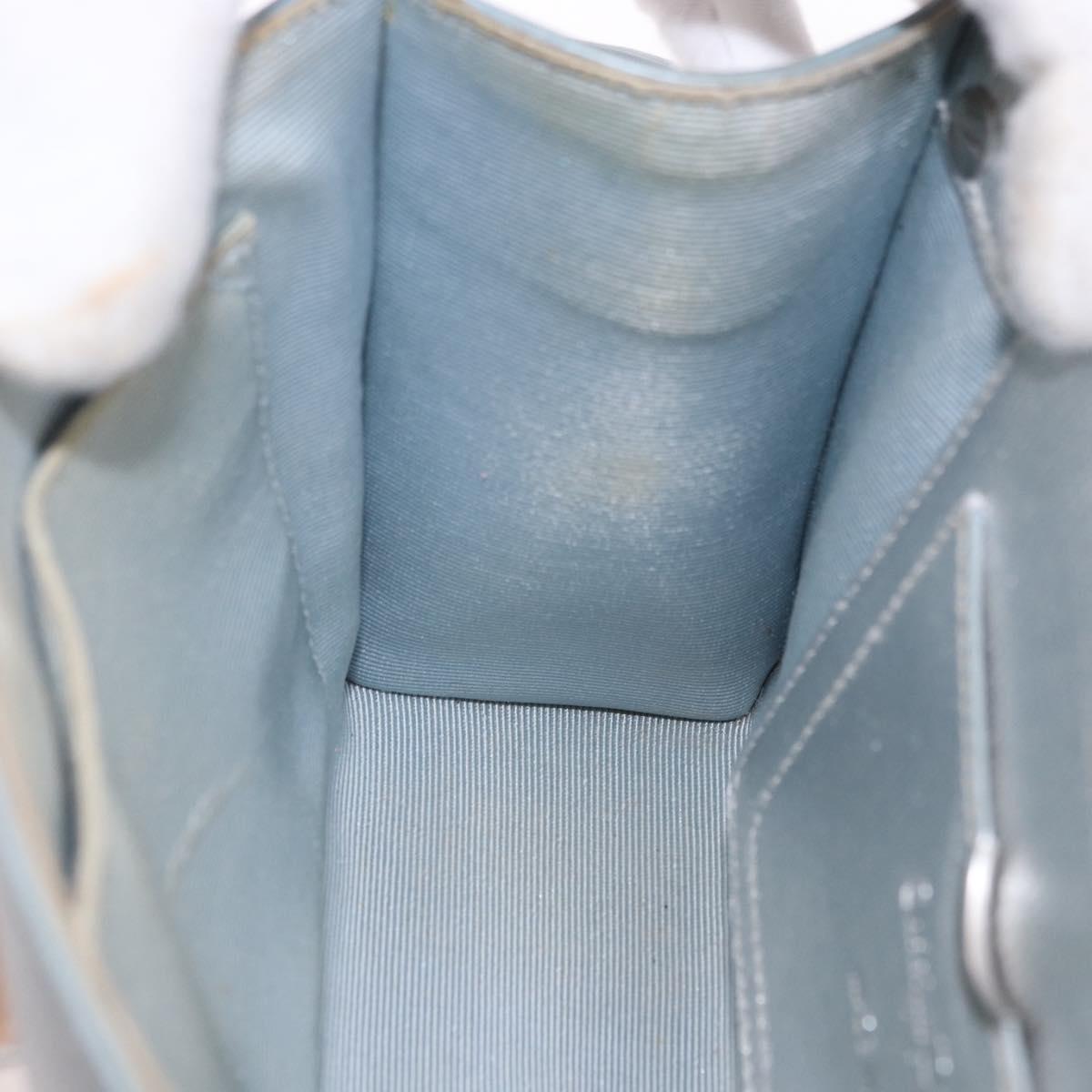 Christian Dior Hand Bag Leather 2way Silver Blue Auth 192769