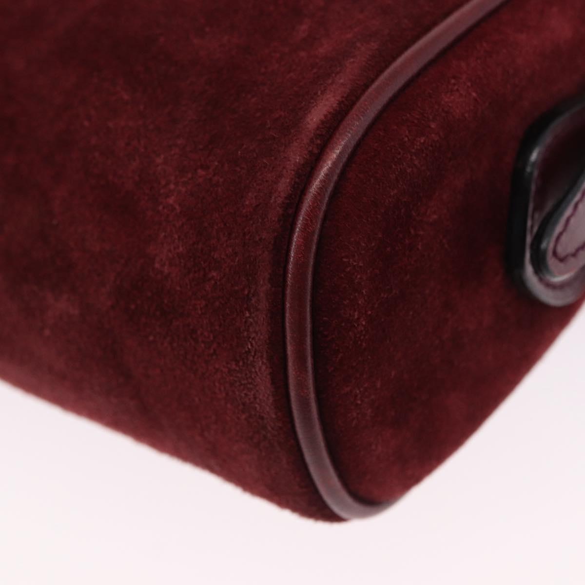 GUCCI Shoulder Bag Suede Bordeaux Gold Tone Auth 192771