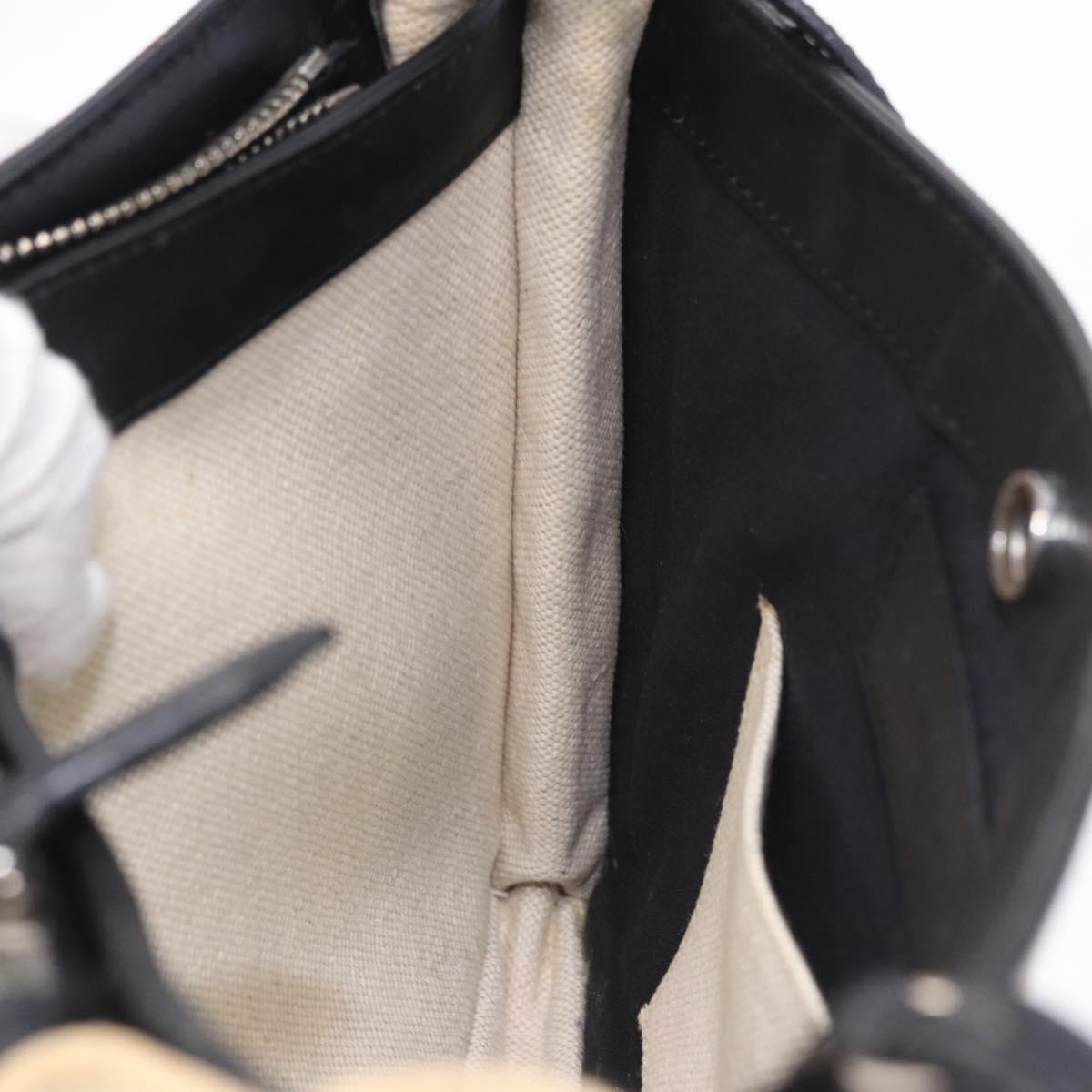 BALENCIAGA Navy Pochette Shoulder Bag Canvas Ivory Black 339937 Auth 192772