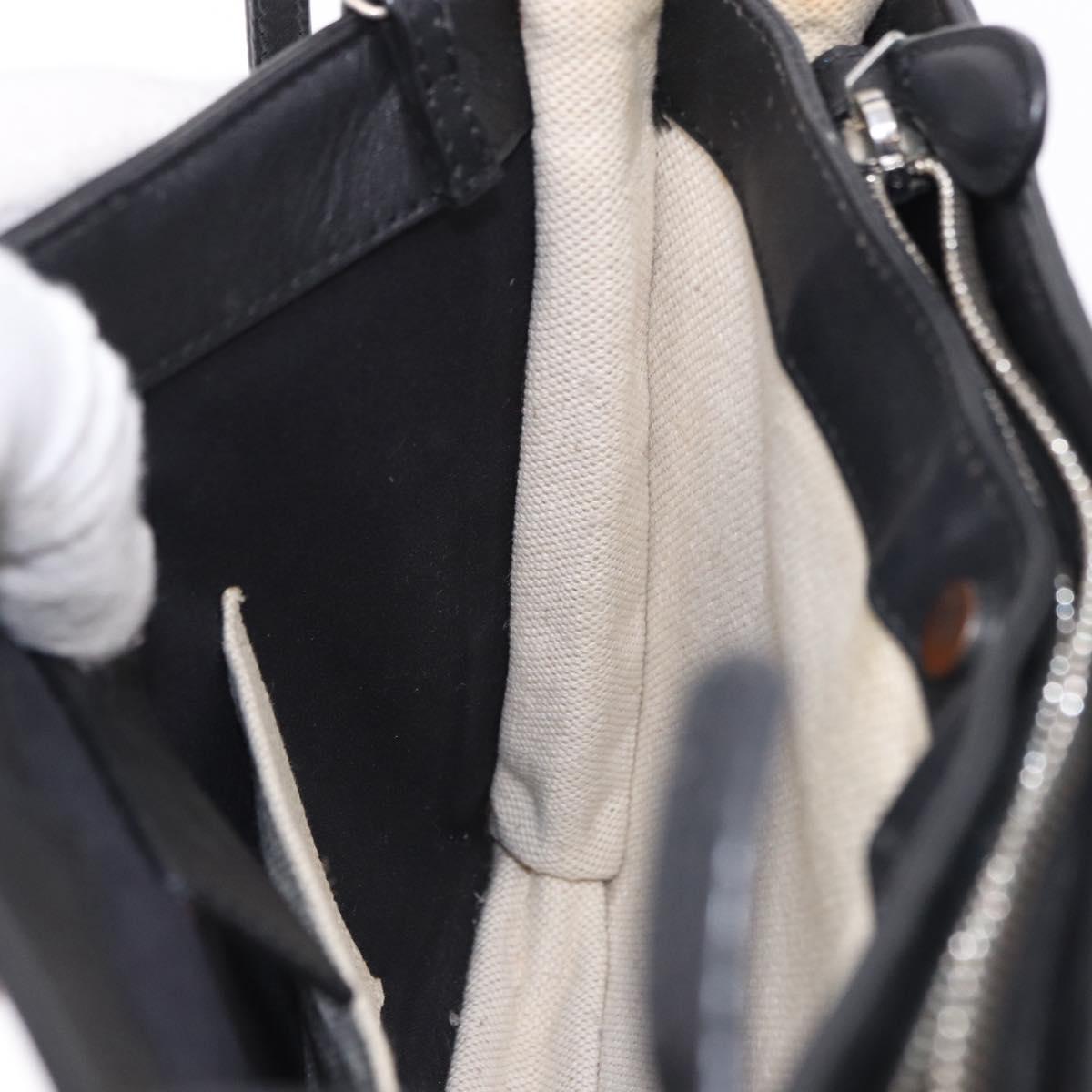 BALENCIAGA Navy Pochette Shoulder Bag Canvas Ivory Black 339937 Auth 192772