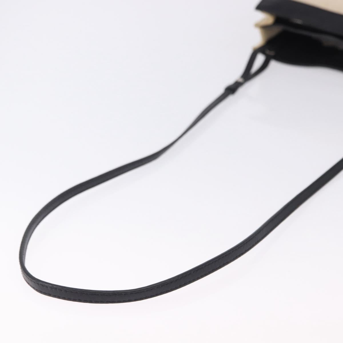 BALENCIAGA Navy Pochette Shoulder Bag Canvas Ivory Black 339937 Auth 192772
