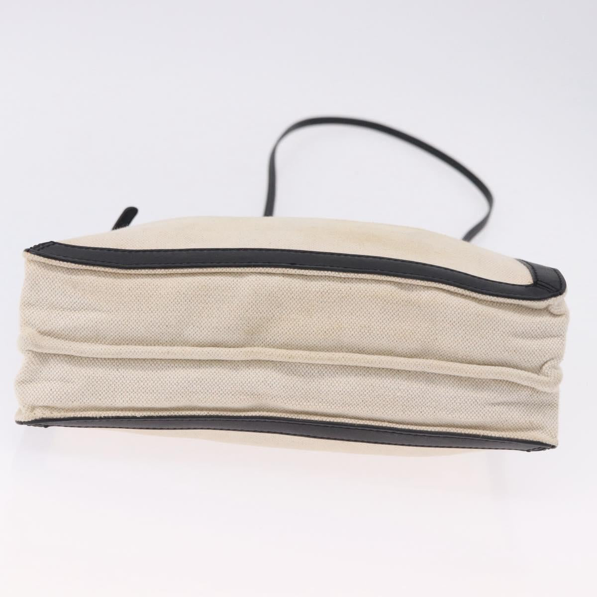 BALENCIAGA Navy Pochette Shoulder Bag Canvas Ivory Black 339937 Auth 192772