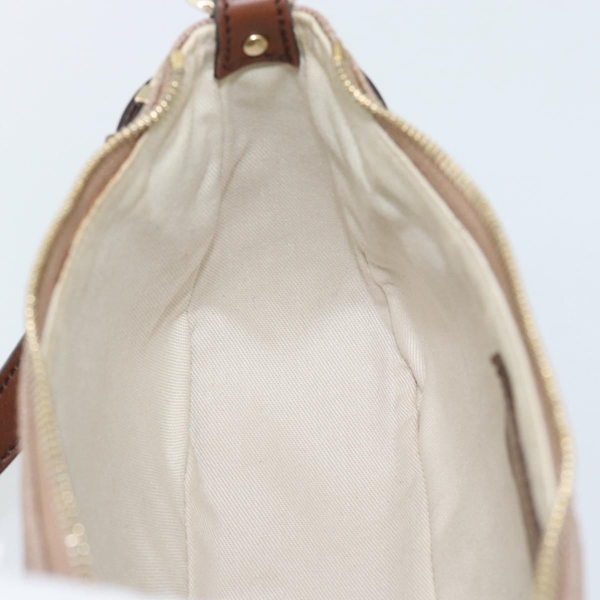 Salvatore Ferragamo Gancini Accessory Pouch Canvas Pink Gold Tone Auth 192778A