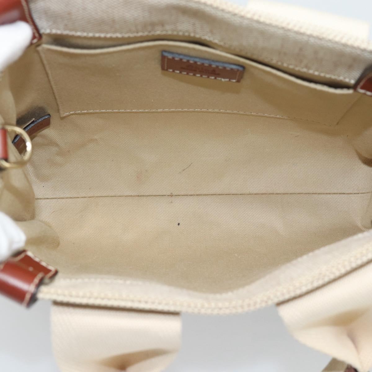 Chloe Woody Small Hand Bag Canvas Beige Brown Auth 192780