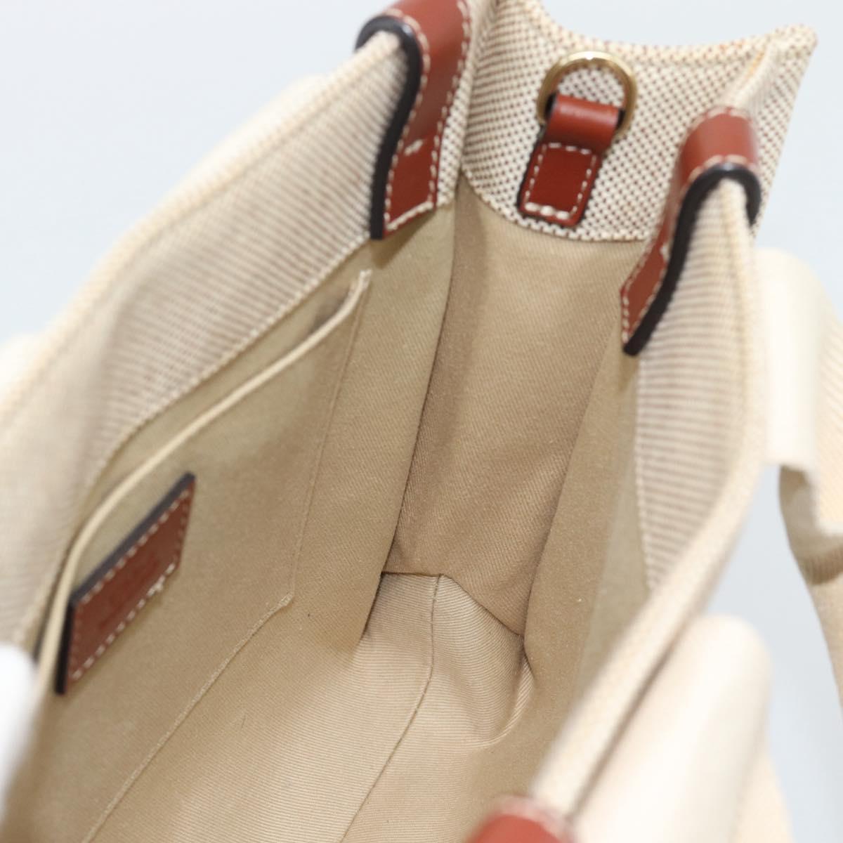 Chloe Woody Small Hand Bag Canvas Beige Brown Auth 192780