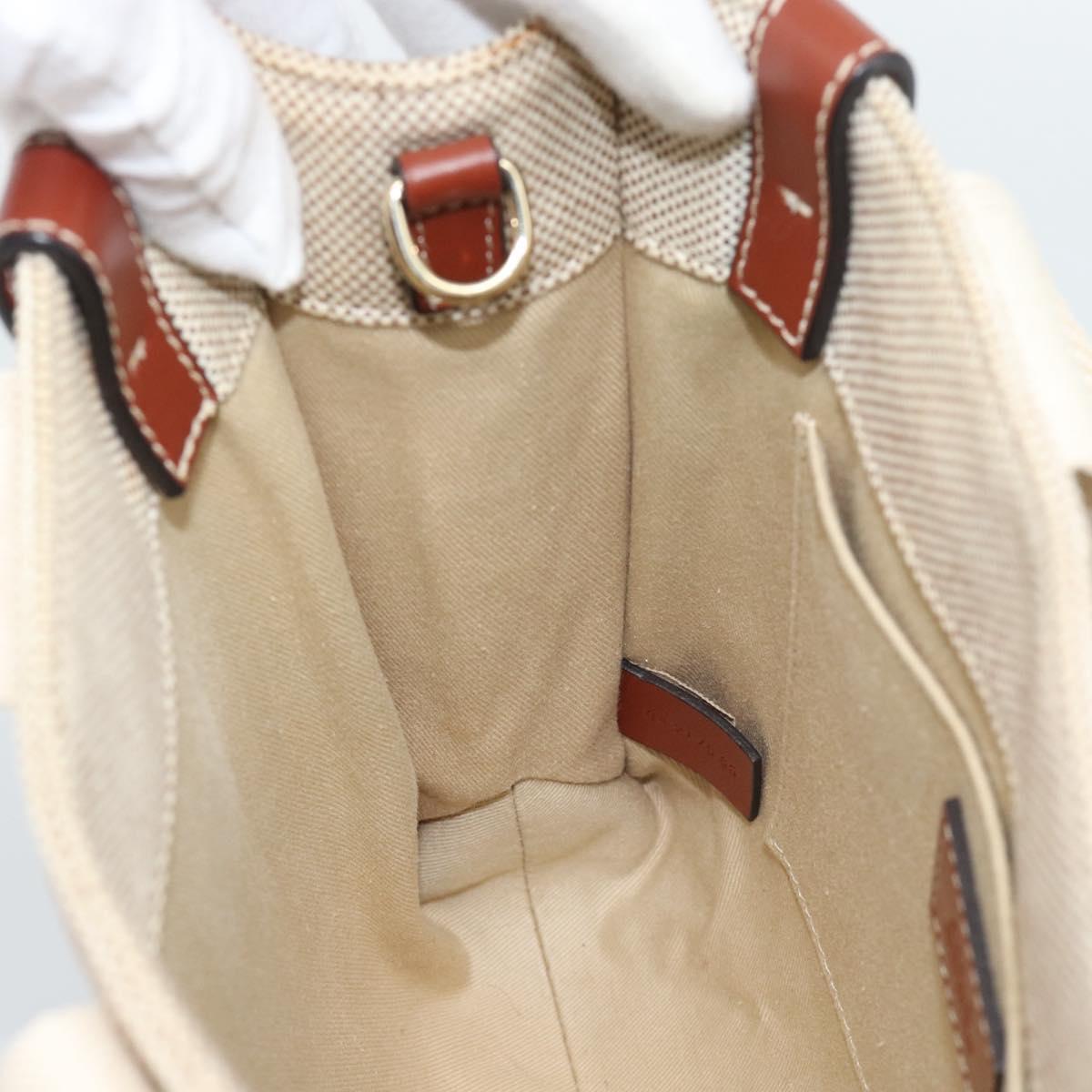 Chloe Woody Small Hand Bag Canvas Beige Brown Auth 192780