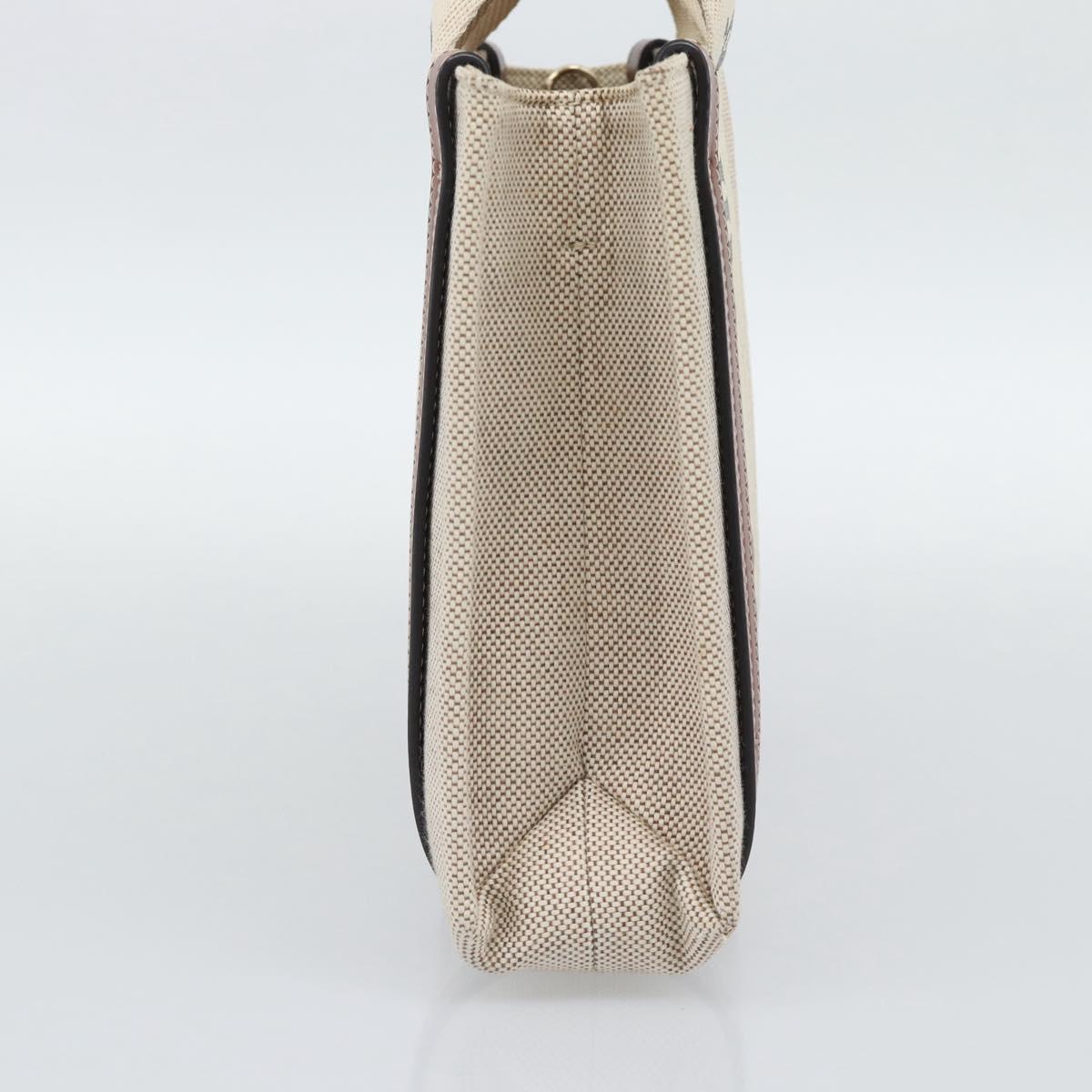 Chloe Woody Small Hand Bag Canvas Beige Brown Auth 192780