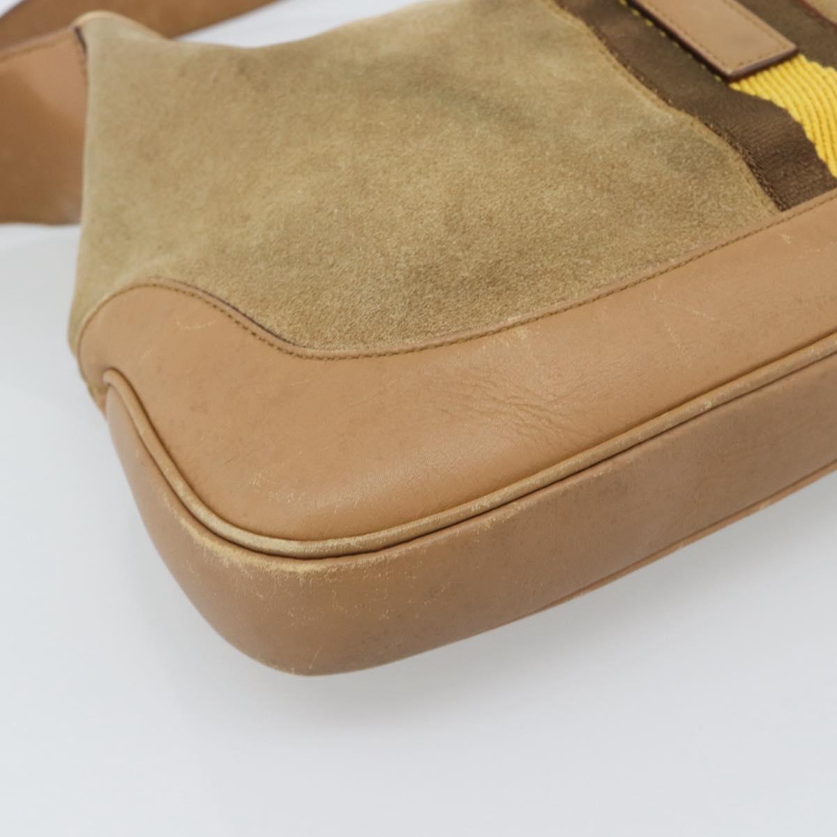 GUCCI Jackie Shoulder Bag Suede Brown Silver 001.3306 Auth 192781