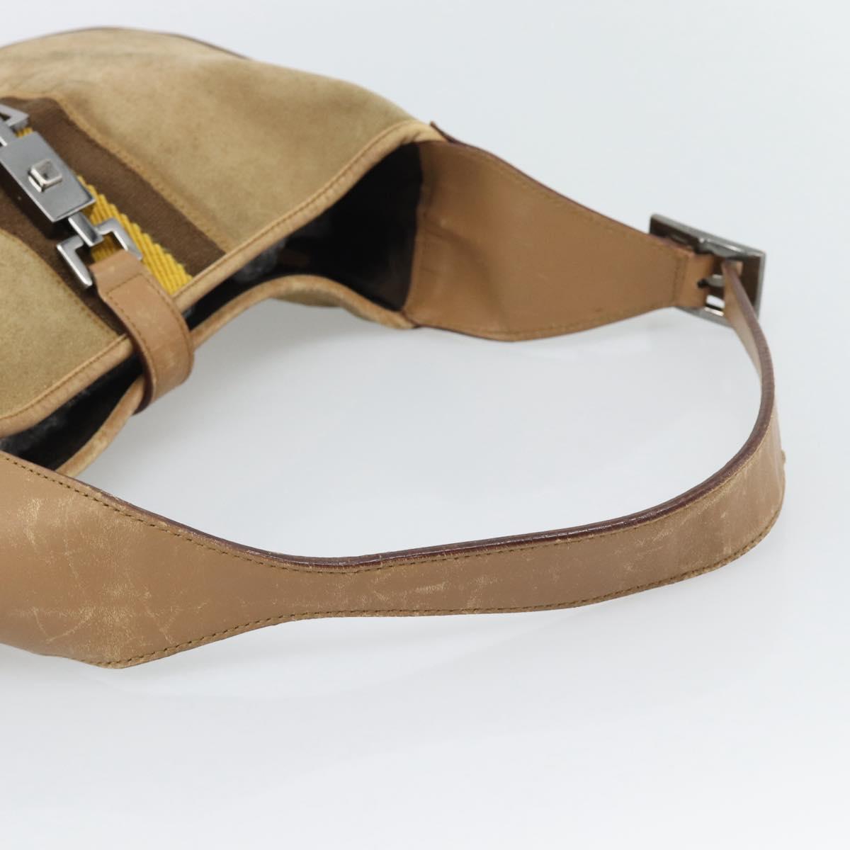 GUCCI Jackie Shoulder Bag Suede Brown Silver 001.3306 Auth 192781