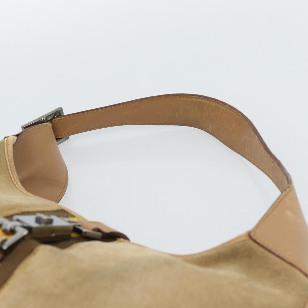 GUCCI Jackie Shoulder Bag Suede Brown Silver 001.3306 Auth 192781