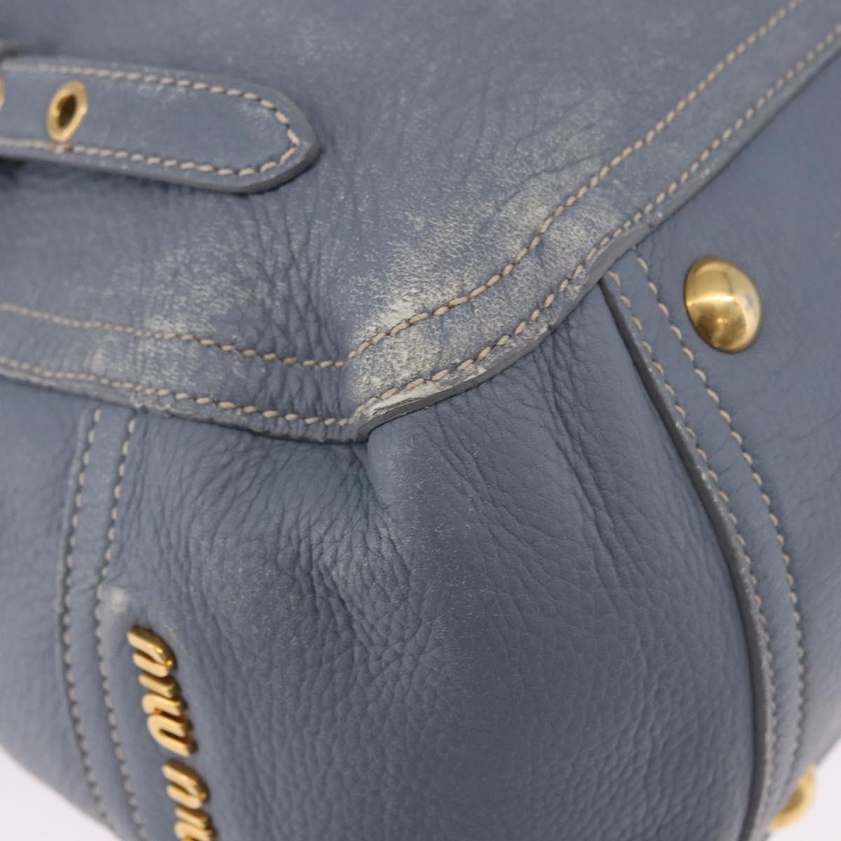Miu Miu Hand Bag Leather 2way Light Blue Gold Tone Auth 192784A