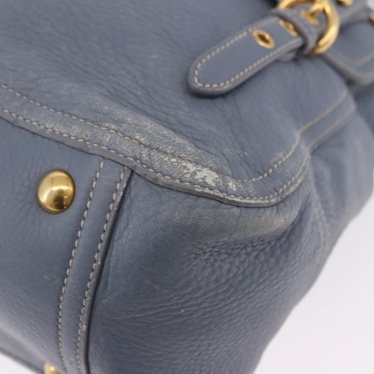 Miu Miu Hand Bag Leather 2way Light Blue Gold Tone Auth 192784A