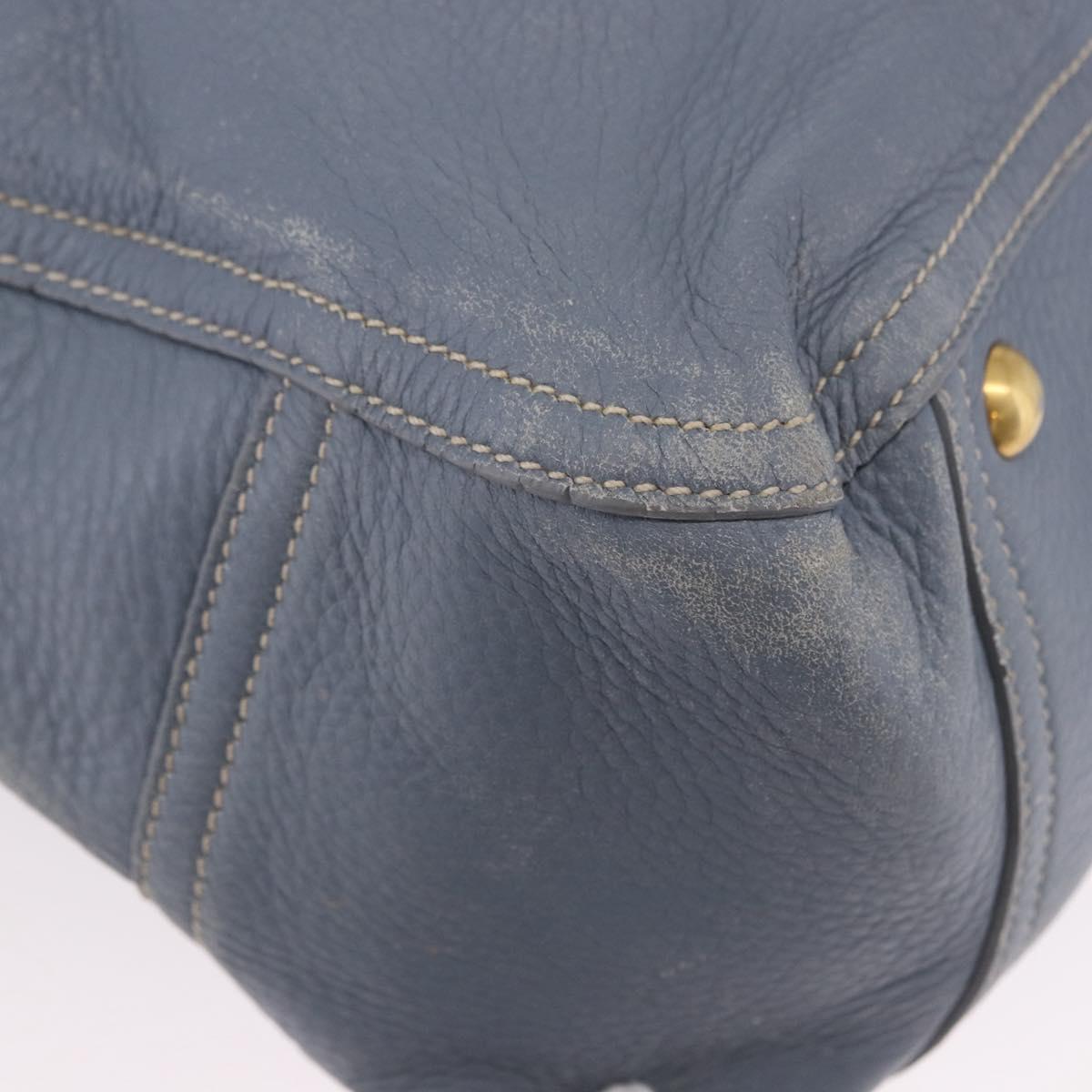 Miu Miu Hand Bag Leather 2way Light Blue Gold Tone Auth 192784A