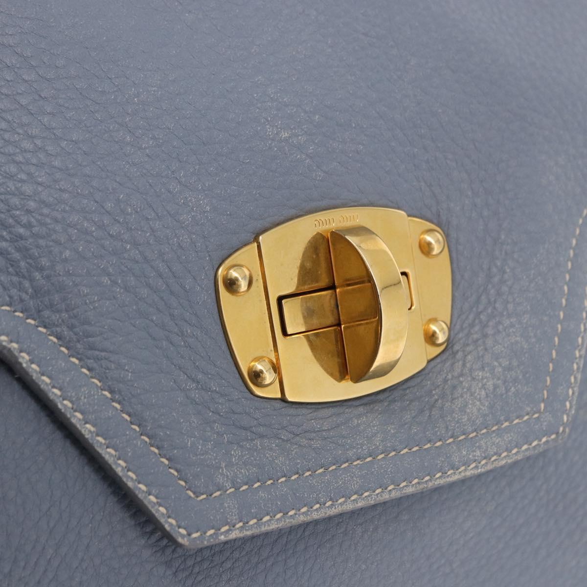 Miu Miu Hand Bag Leather 2way Light Blue Gold Tone Auth 192784A