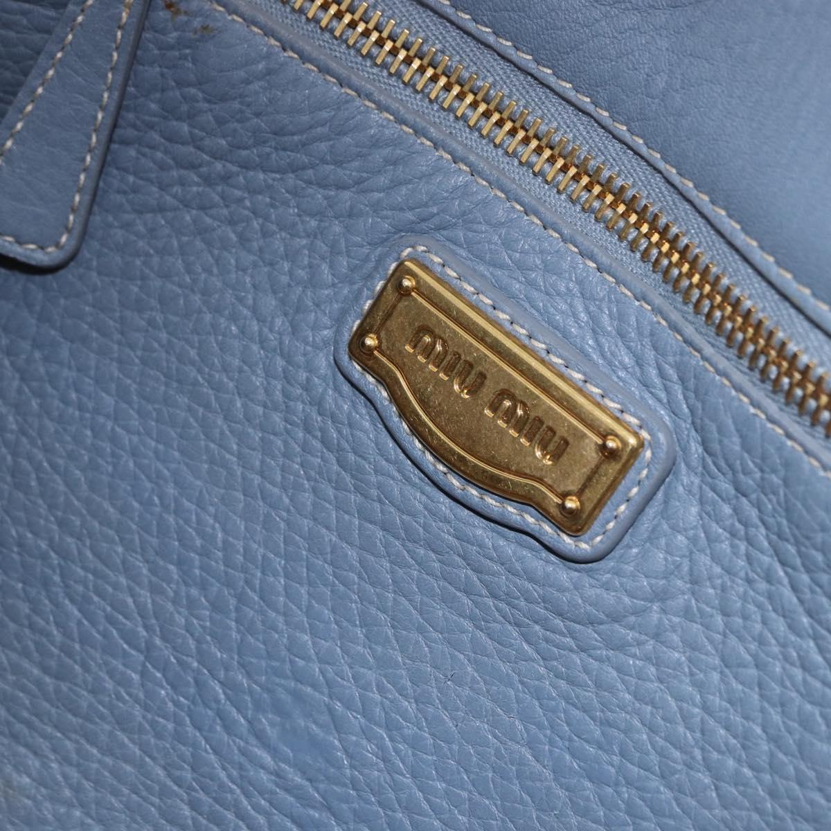 Miu Miu Hand Bag Leather 2way Light Blue Gold Tone Auth 192784A