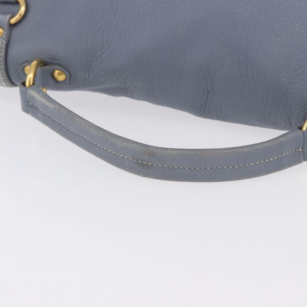 Miu Miu Hand Bag Leather 2way Light Blue Gold Tone Auth 192784A