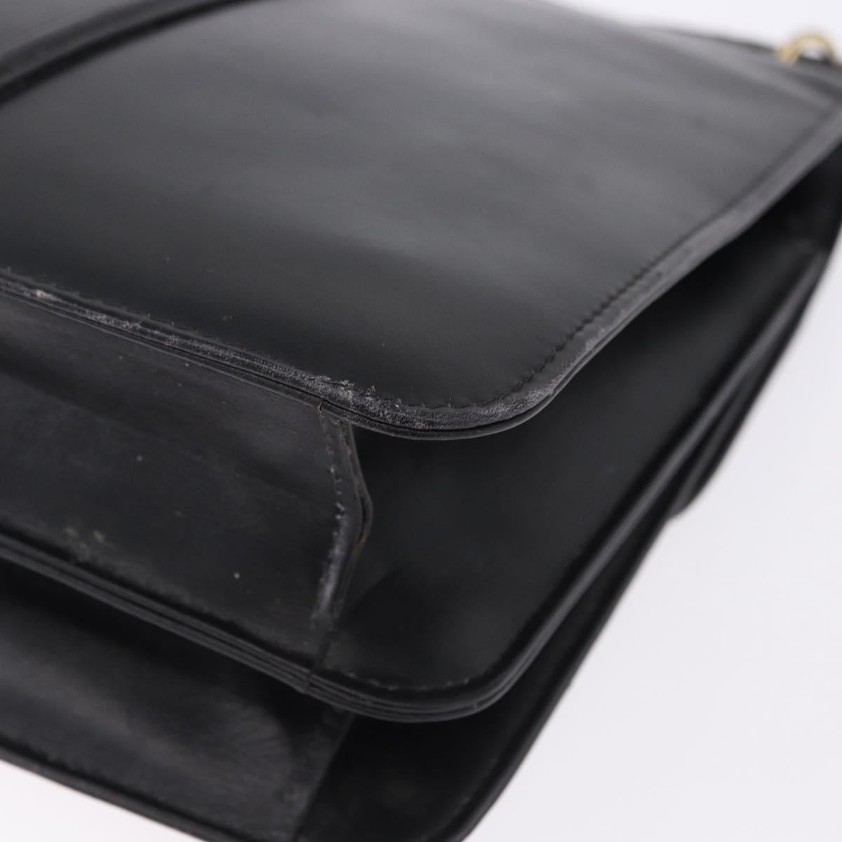 GUCCI Shoulder Bag Leather Black Gold Tone Auth 192785